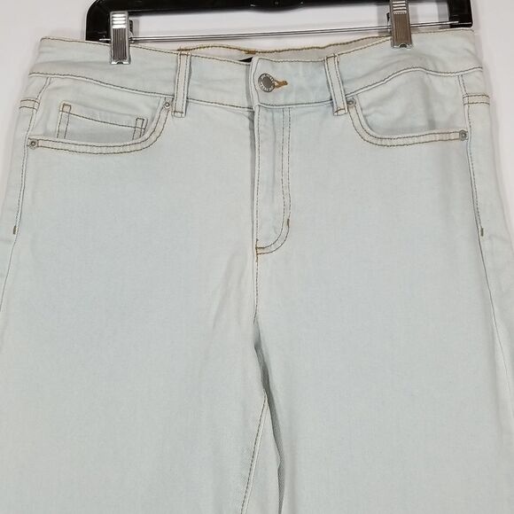 Joe Fresh Hi Rise Crop Jeans Size 29 5 Pocket Front Button With Zipper Soft Blue - Picture 2 of 8